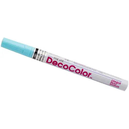 DecoColor Pale Blue Fine Line Opaque Paint Marker pen with cap on a white background