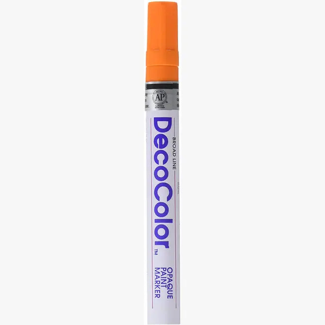Orange broad tip DecoColor opaque paint marker pen with white barrel and orange cap