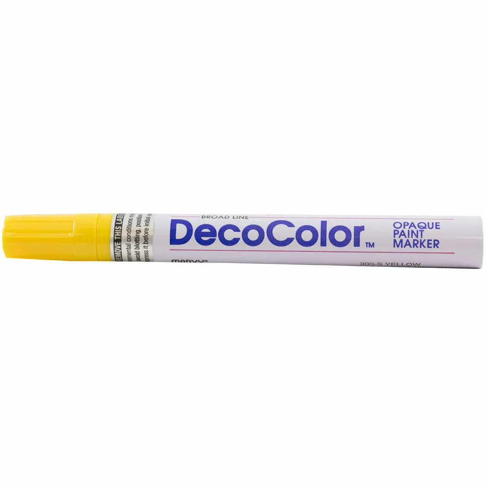 Yellow DecoColor broad tip opaque paint marker pen with yellow cap