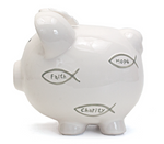 Faith Piggy Bank-GRAY Child to Cherish