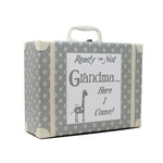 Going To Grandmas XO Suitcase Gray With Swaddle Child to Cherish