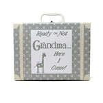 Going To Grandmas XO Suitcase Gray With Swaddle Child to Cherish