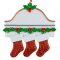 Holly Mantel with 3 Stockings