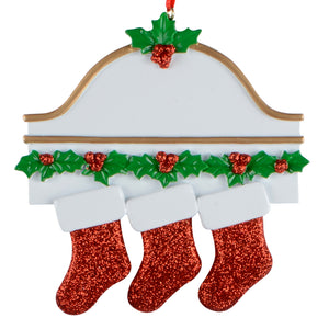 Holly Mantel with 3 Stockings