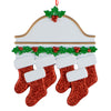 Holly Mantel with 6 Stockings