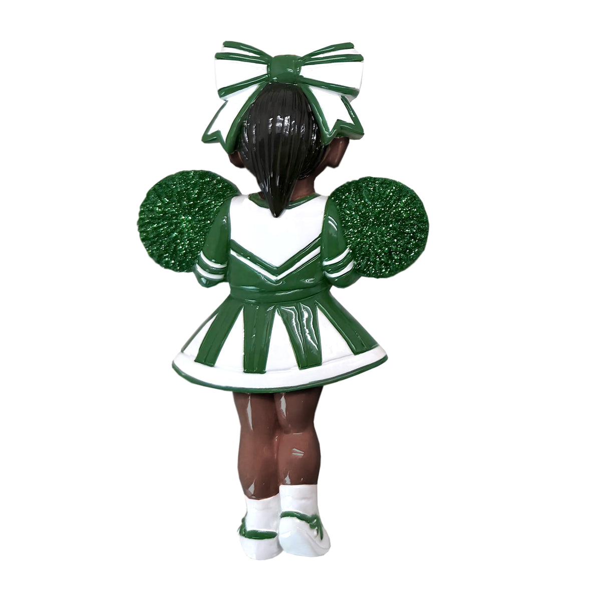 Black Hair Dark Skin Cheerleader - Green