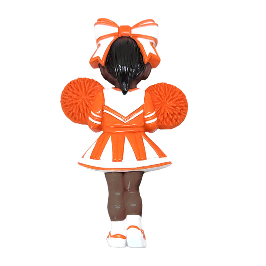 Black Hair Dark Skin Cheerleader - Orange