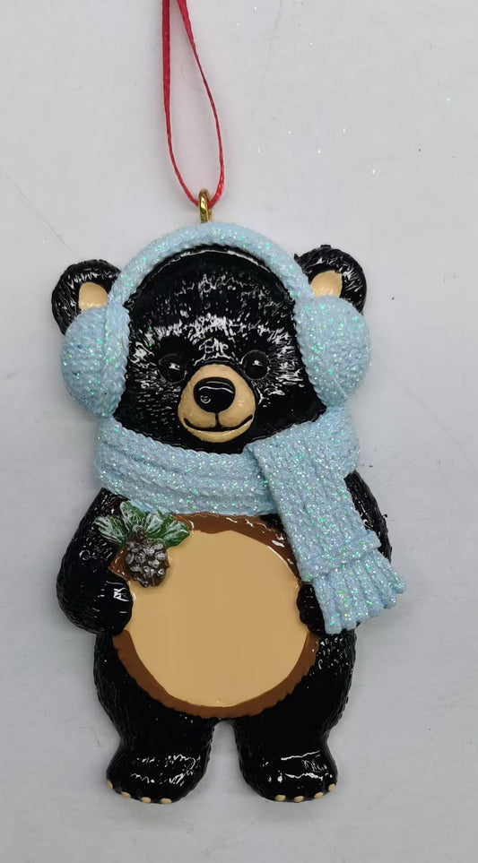 Black Bear With Scarf Blue