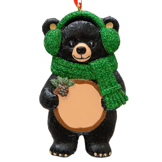 Black Bear With Scarf Green