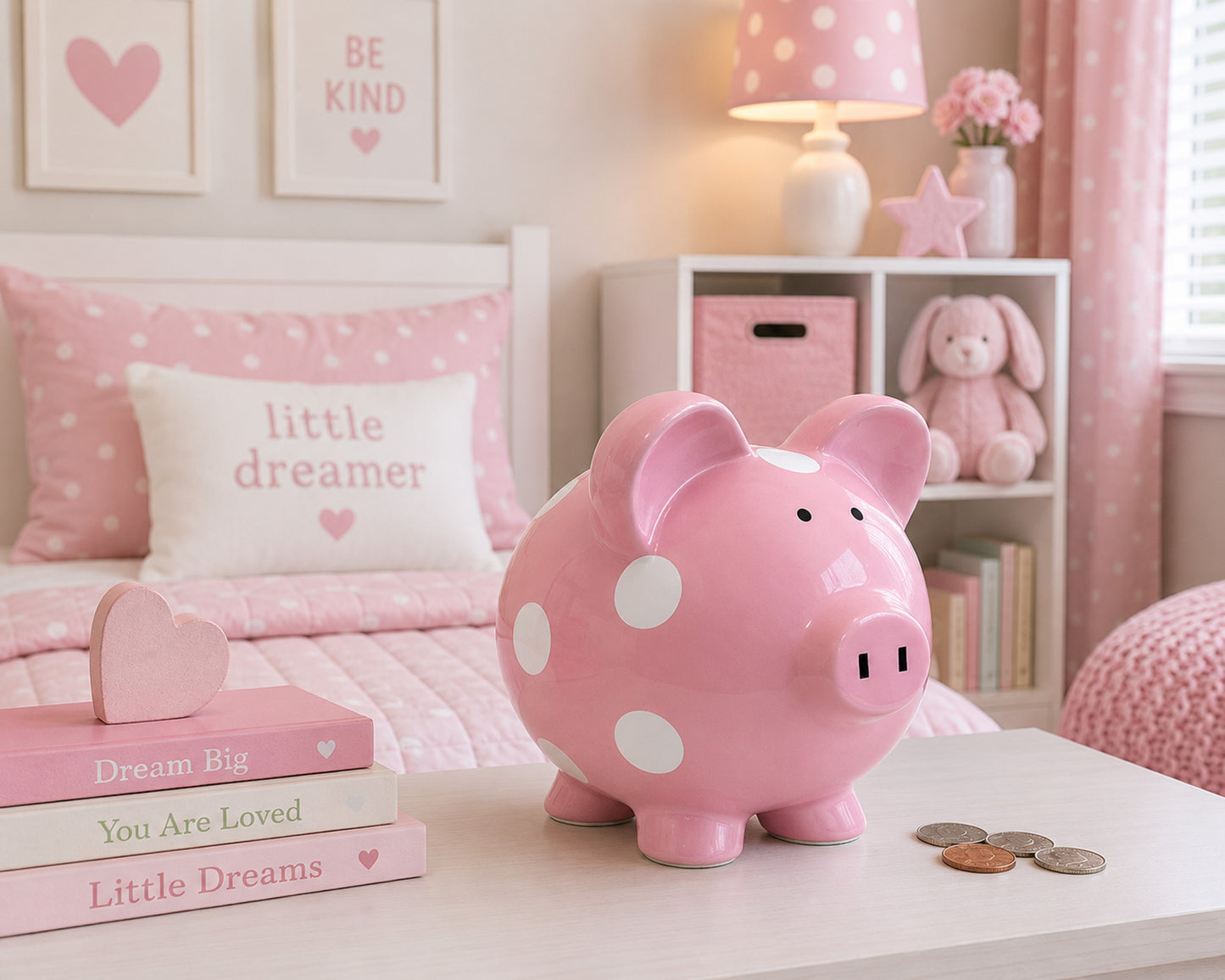 Pink Polka Dot Piggy Bank