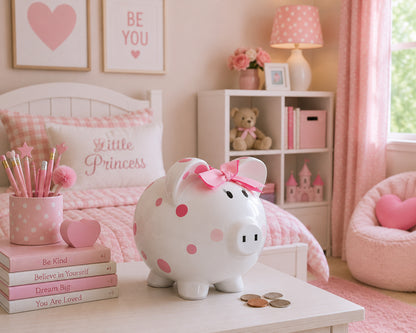 Pink Polka Dot Piggy Bank