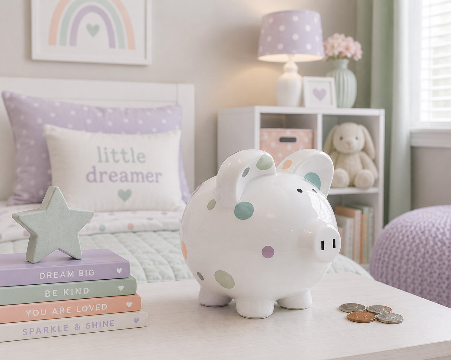 Pastel Polka Dot Piggy Bank