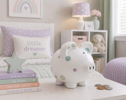 Pastel Polka Dot Piggy Bank