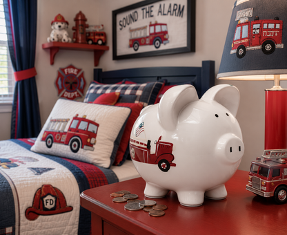 Firetruck Large Piggy Bank