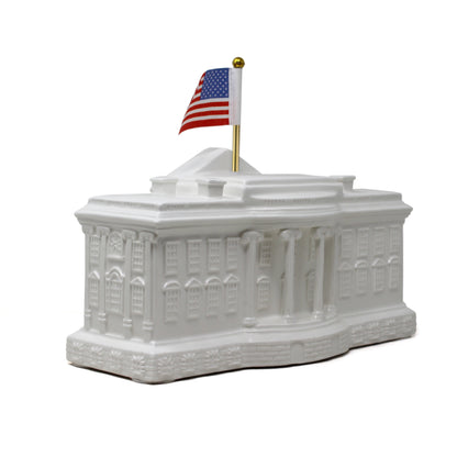 Angled back right view of White House piggy bank