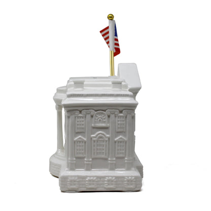 Top view of White House bank showing coin slot and flagpole position