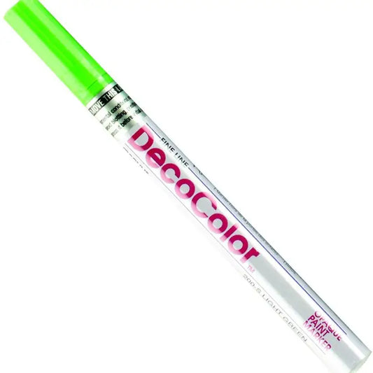 Light Green DecoColor Fine Tip Paint Pen with clear label and vibrant cap