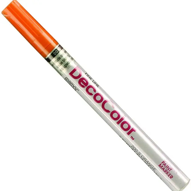 Orange fine tip DecoColor paint marker pen with clear barrel