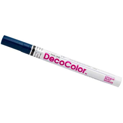 UltraMarine Deco Color fine tip paint marker pen with white body and blue cap