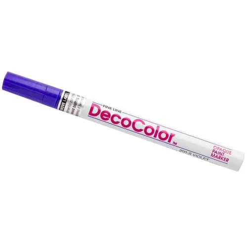 Violet fine tip DecoColor paint pen with purple cap on white background