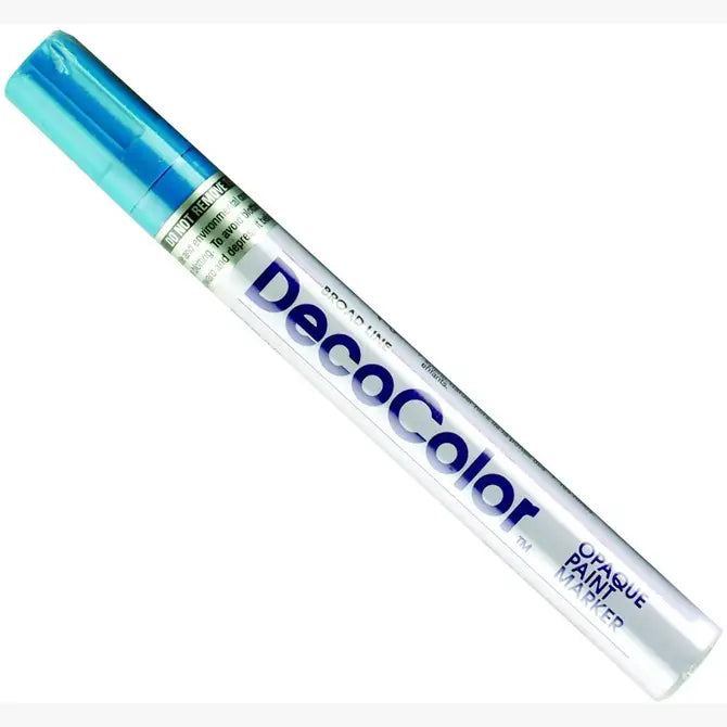 Light Blue Deco Color Broad Tip Paint Pen with transparent body and blue cap