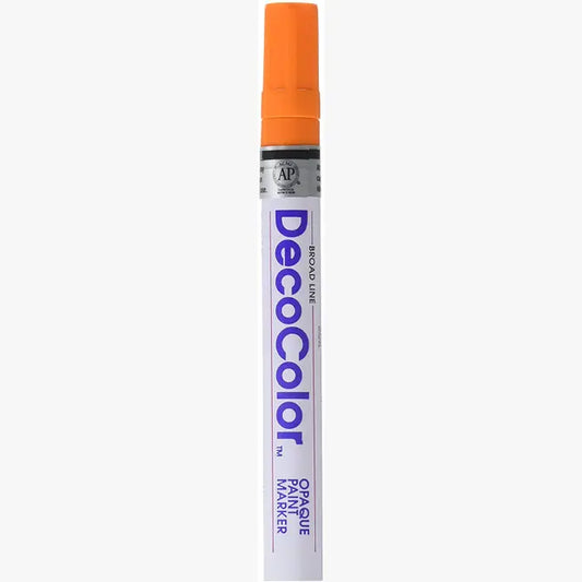 Orange broad tip DecoColor opaque paint marker pen with white barrel and orange cap