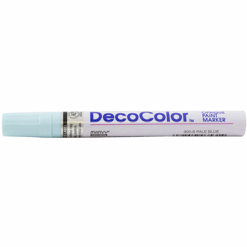 Pale Blue DecoColor broad tip paint marker pen with light blue cap and white barrel