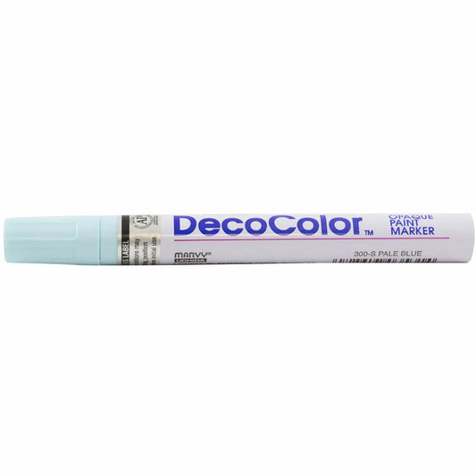 Pale Blue DecoColor broad tip paint marker pen with light blue cap and white barrel