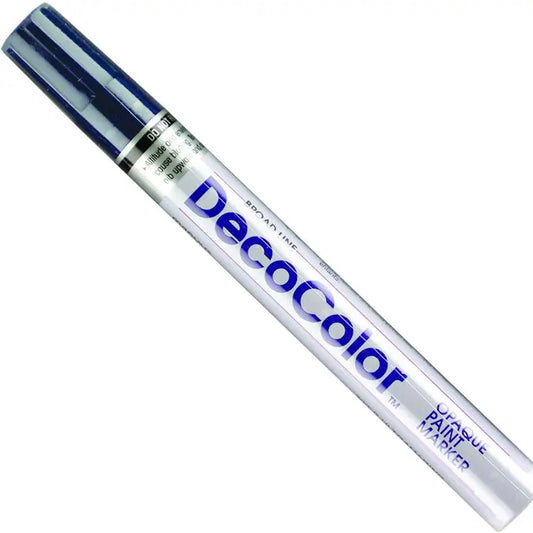 UltraMarine DecoColor broad tip blue paint pen on white background