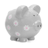 Gray Daisy Large Piggy Bank