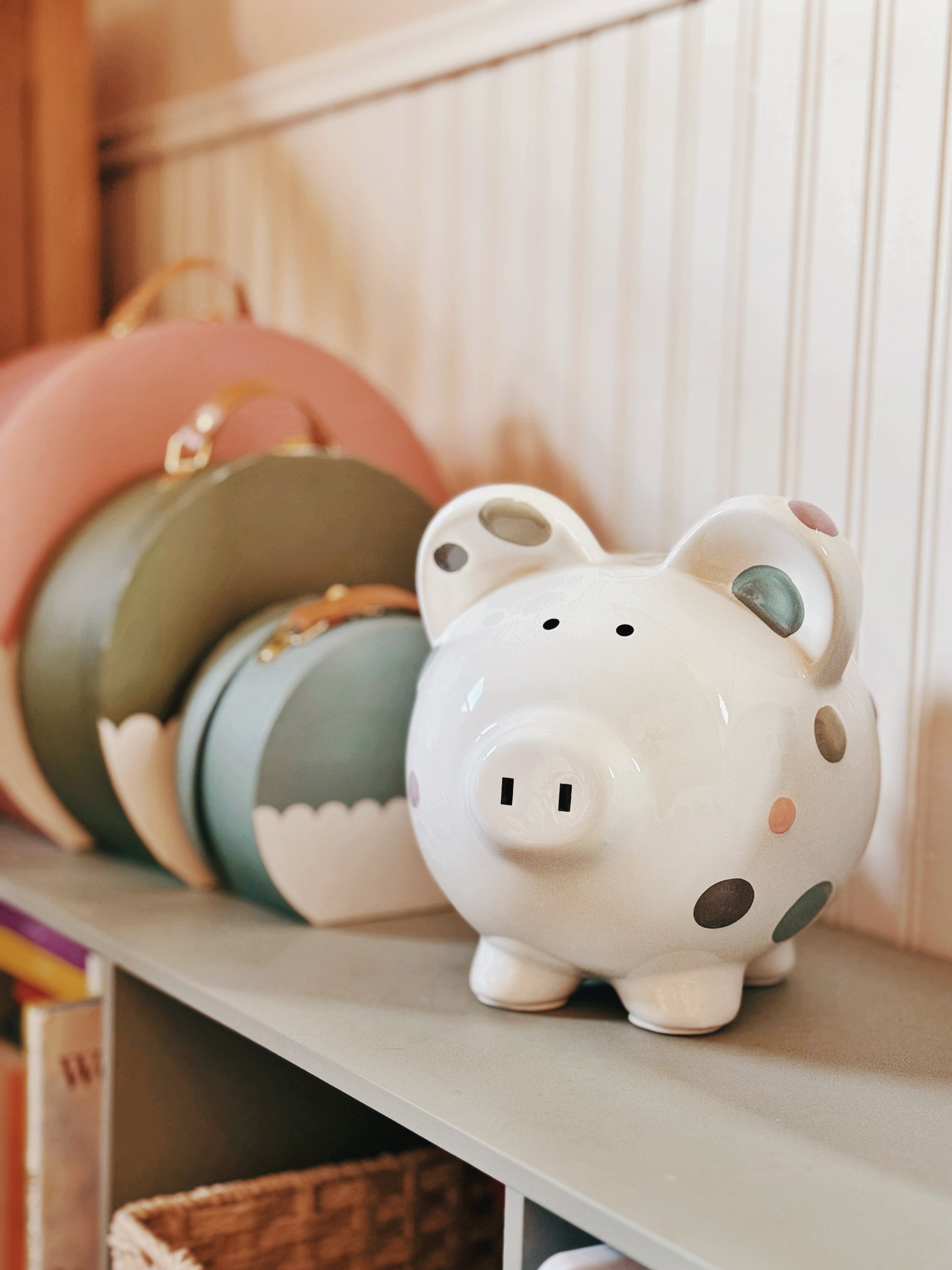 Pastel Multi-Dot Piggy Bank Child to Cherish 