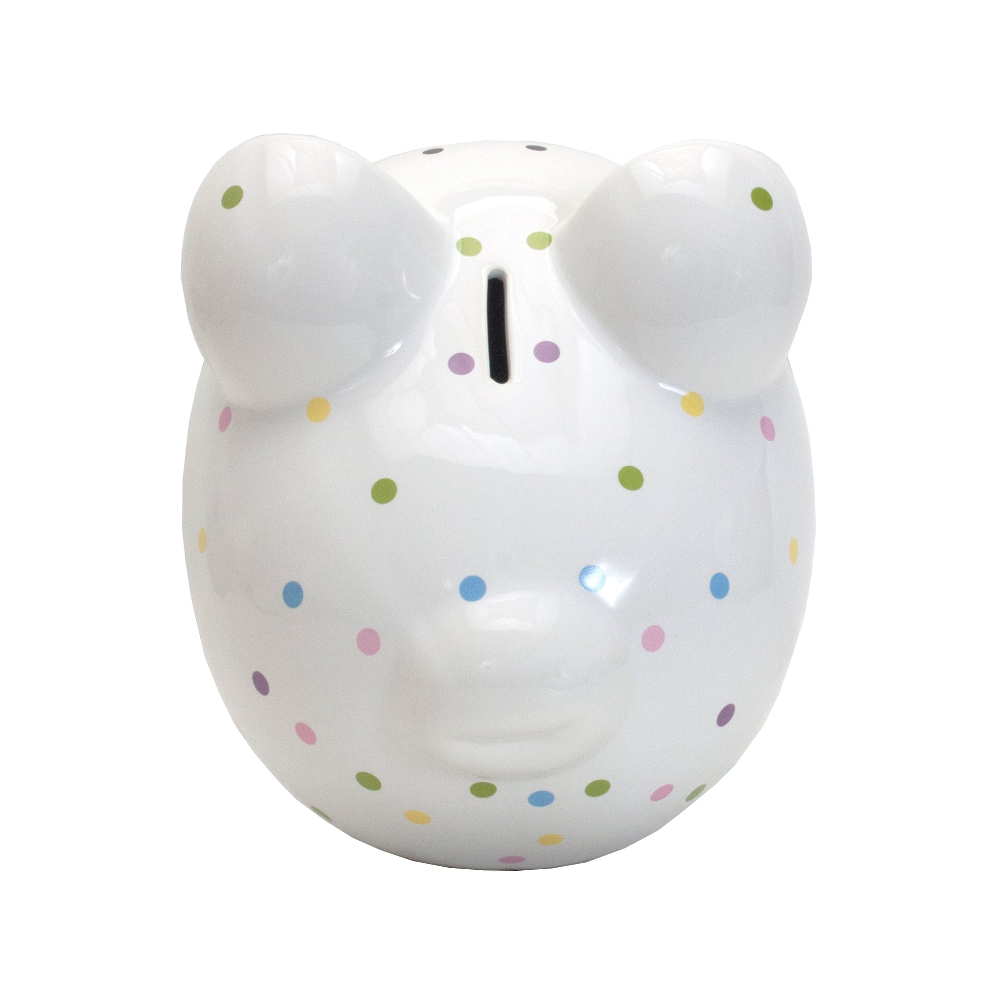 Top view showing coin slot in the center between piggy bank ears