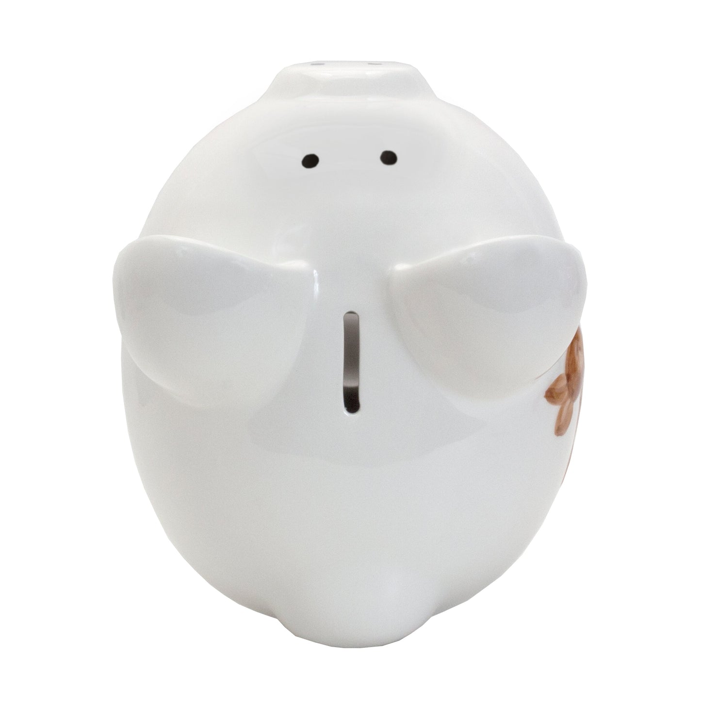 Two piggy banks side by side showing deer design and mouse design artwork