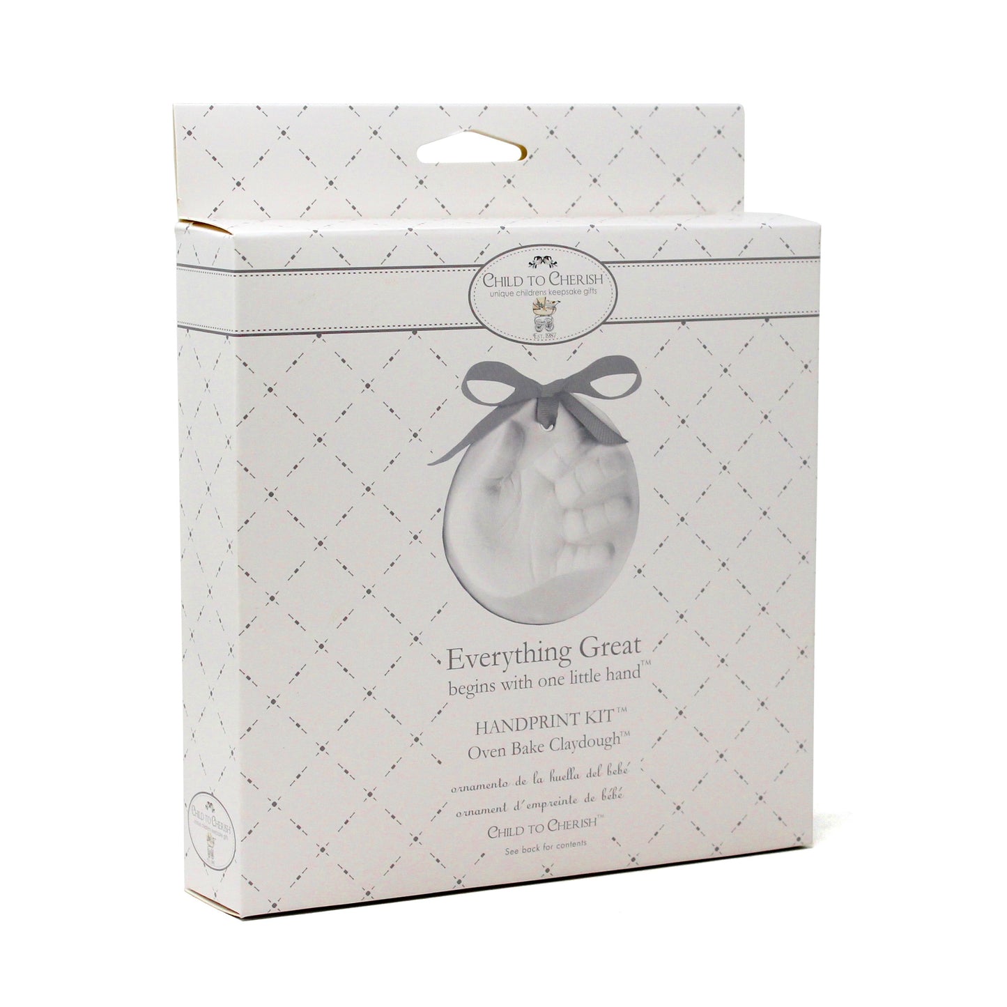 Side view of the handprint kit box with brand logo and product information