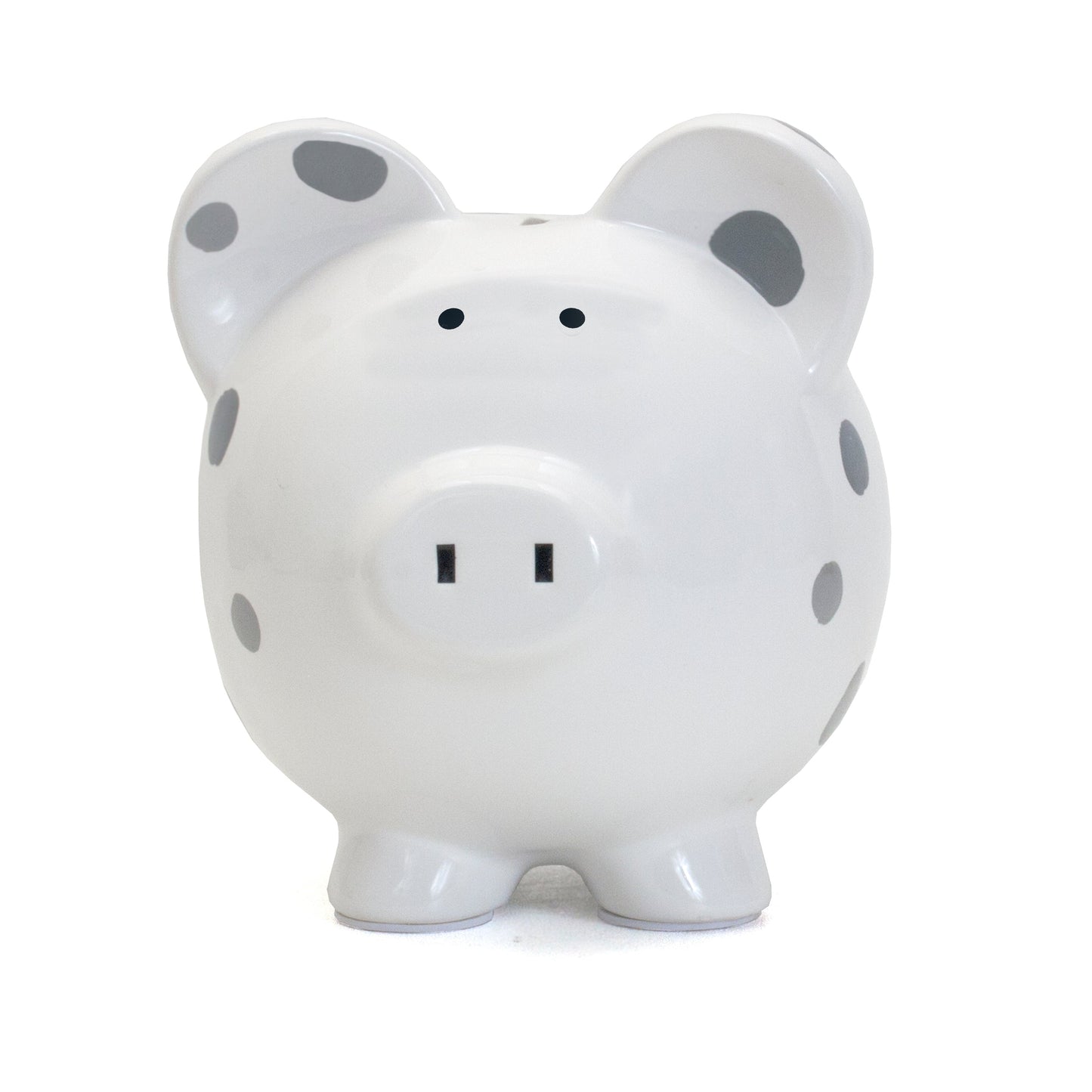 Front view showing the coin slot on top of the piggy bank's head