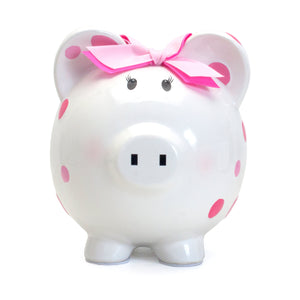 Pink Multi-Dot Piggy Bank Child to Cherish 