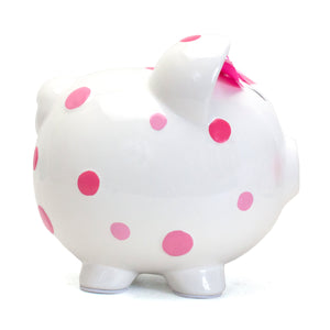 Pink Multi-Dot Piggy Bank Child to Cherish 
