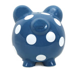 Polka Dot Piggy Bank Dark Blue Child to Cherish 