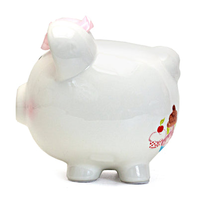 Opposite side view with colorful cupcake illustrations and shiny ceramic finish