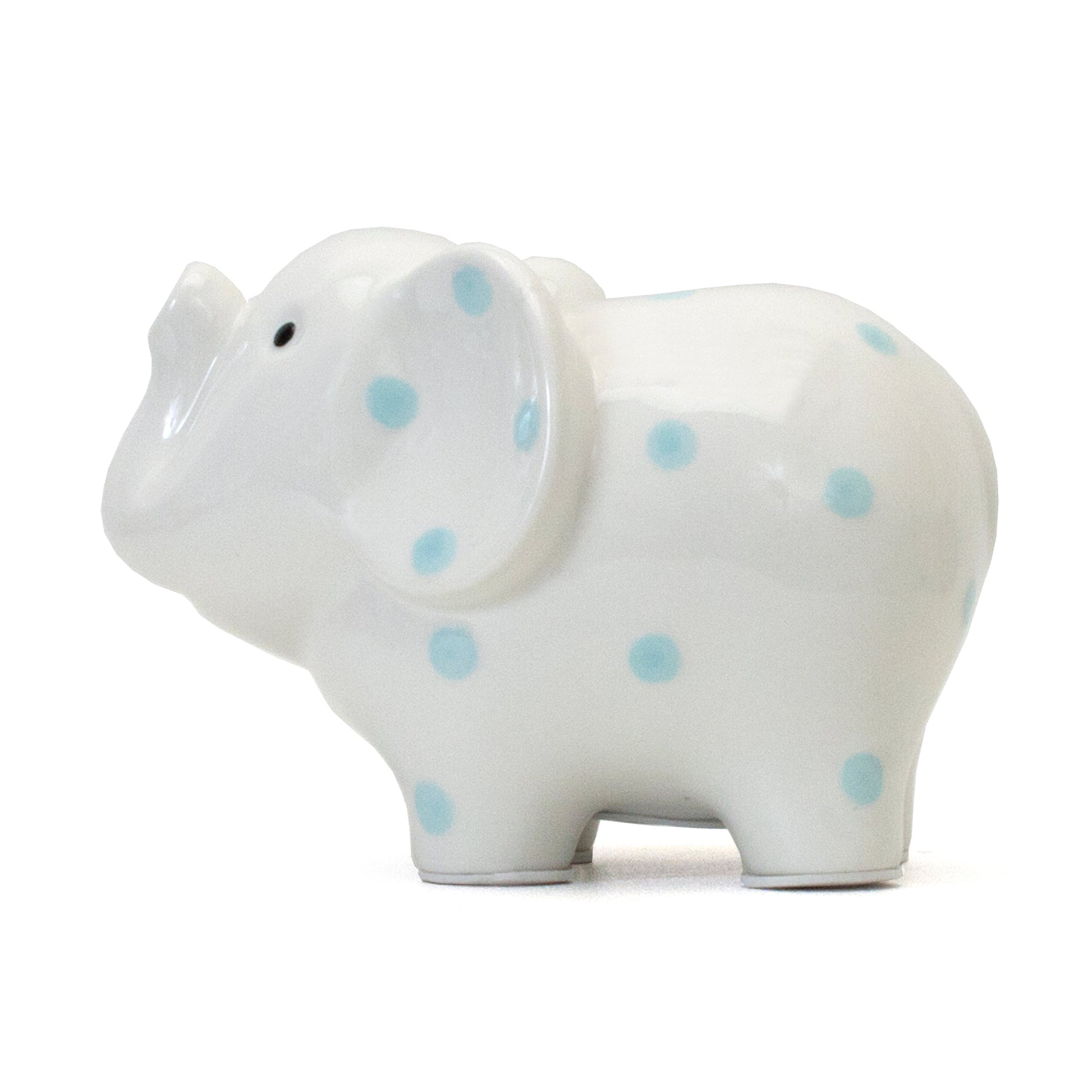 Top view showing coin slot of white elephant piggy bank